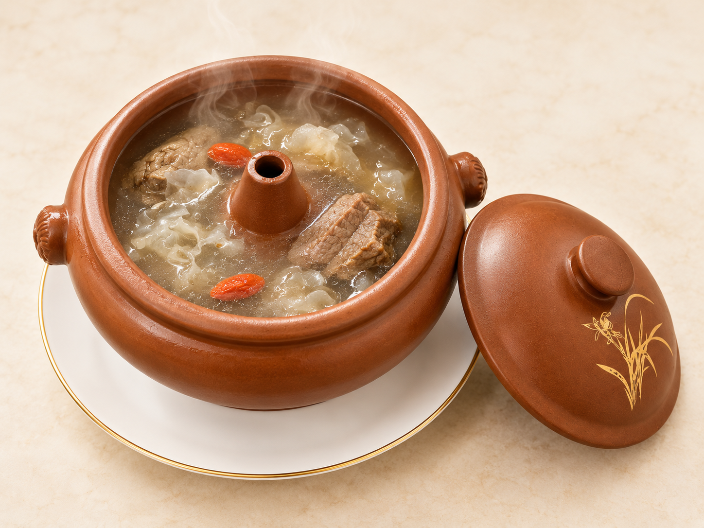 Rindfleischsuppe aus dem Dampftopf