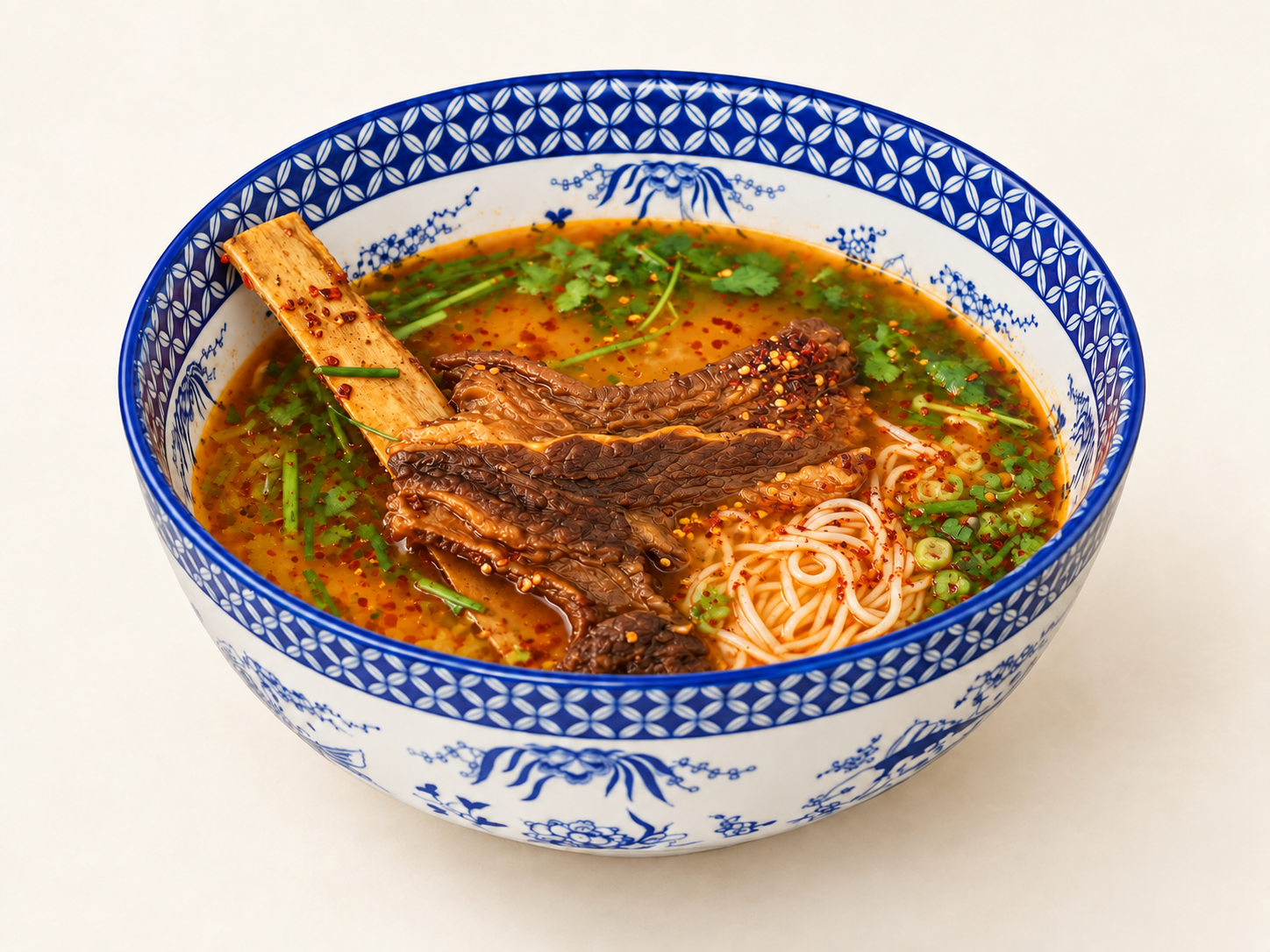 Reisnudeln mit Rinderrippe und heißem Chiliöl